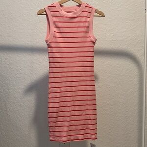 NWT 90s pink and red striped ribbed mini tank dress